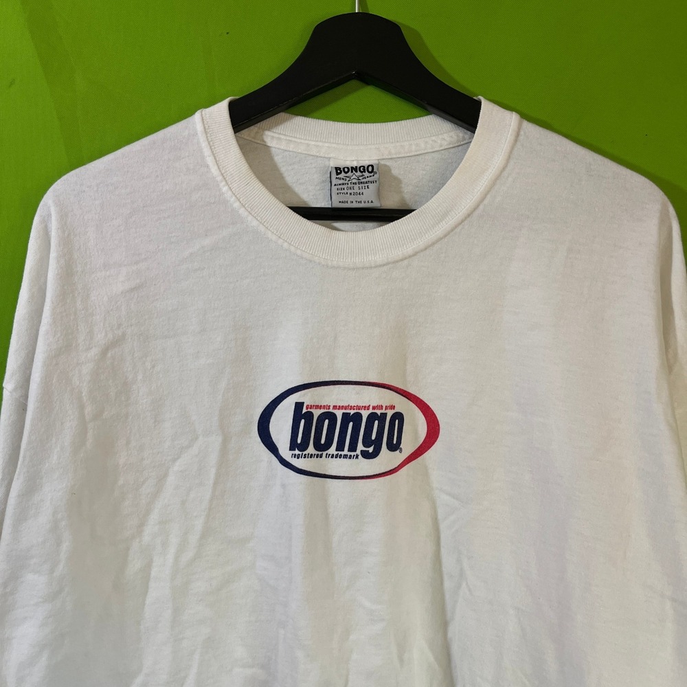 XL Vintage 90s Y2K Bongo Mens Jeans‎ Long Sleeve Shirt White Oval Logo USA